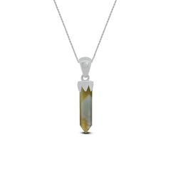 925 Sterling Silver Cut Imperial Jasper Pencil Pendant With Chain 18" Bezel Set Jewelry Pack of 6