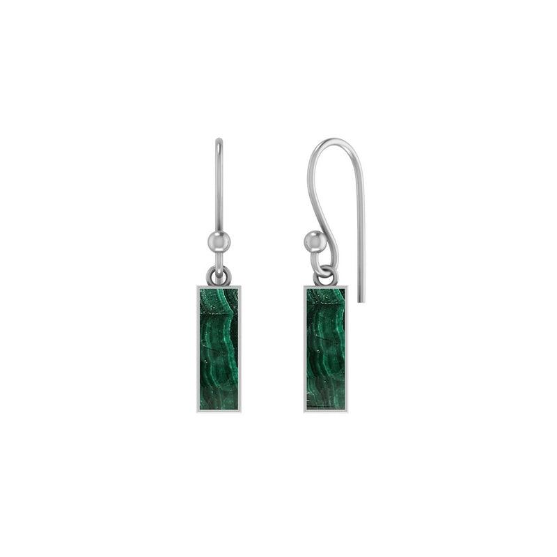 925 Sterling Silver Natural Malachite Cab Earring Bezel Set Jewelry Pack of 1