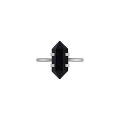 Natural Black Tourmaline Point Pencil Ring 925 Sterling Silver Prong Set Jewelry Pack of 12
