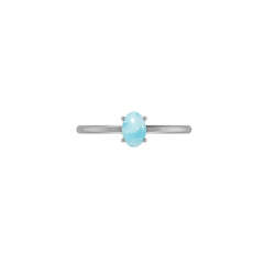 925 Sterling Silver Natural Larimar Stackable Ring Prong Set Jewelry Pack of 12