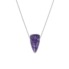 925 Sterling Silver Cab Charoite Slider Necklace With Chain 18" Bezel Set Jewelry Pack of 6