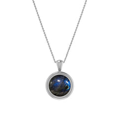 925 Sterling Silver Cab Labradorite Necklace Pendant With Chain 18" Bezel Set Jewelry Pack of 3
