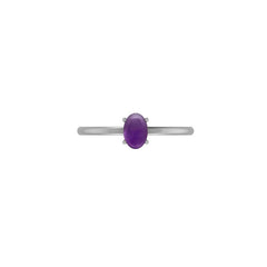 Natural Amethyst Stackable Rings for Women in Sterling Silver (Pack of 12, Prong-Set)