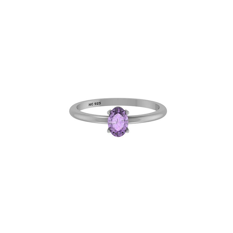 925 Sterling Silver Natural Purple Amethyst Cut Ring Prong Set Jewelry Pack of 12