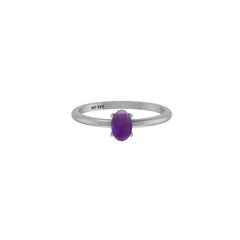 Natural Amethyst Stackable Rings for Women in Sterling Silver (Pack of 12, Prong-Set)