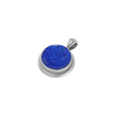 925 Sterling Silver Cab Lapis Necklace Pendant With Chain 18" Bezel Set Jewelry Pack of 3
