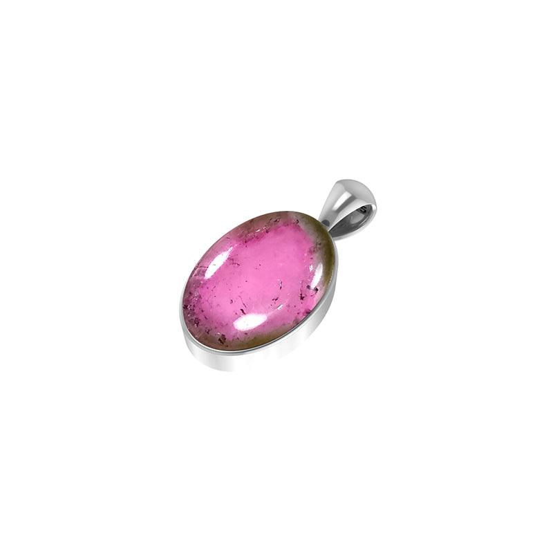Natural Watermelon Tourmaline Pendant Necklace With Silver Chain 18" In Bezel Set Jewelry Pack of 6