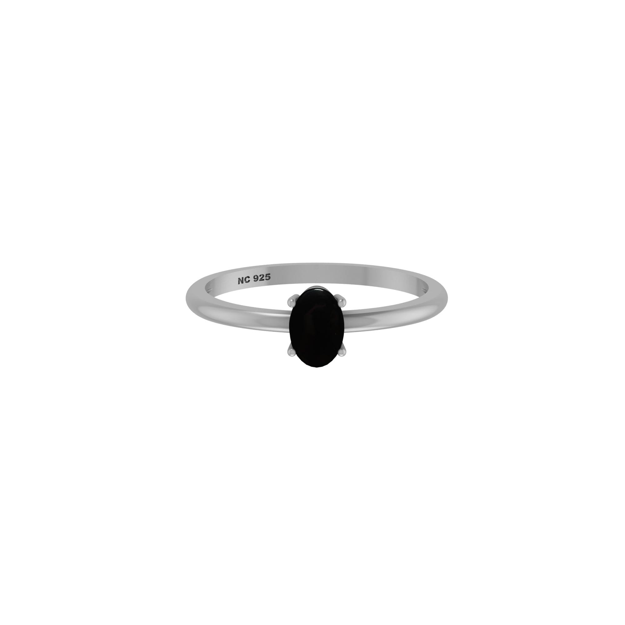 925 Sterling Silver Natural Black Onyx Stone Ring Prong Set Jewelry Pack of 12