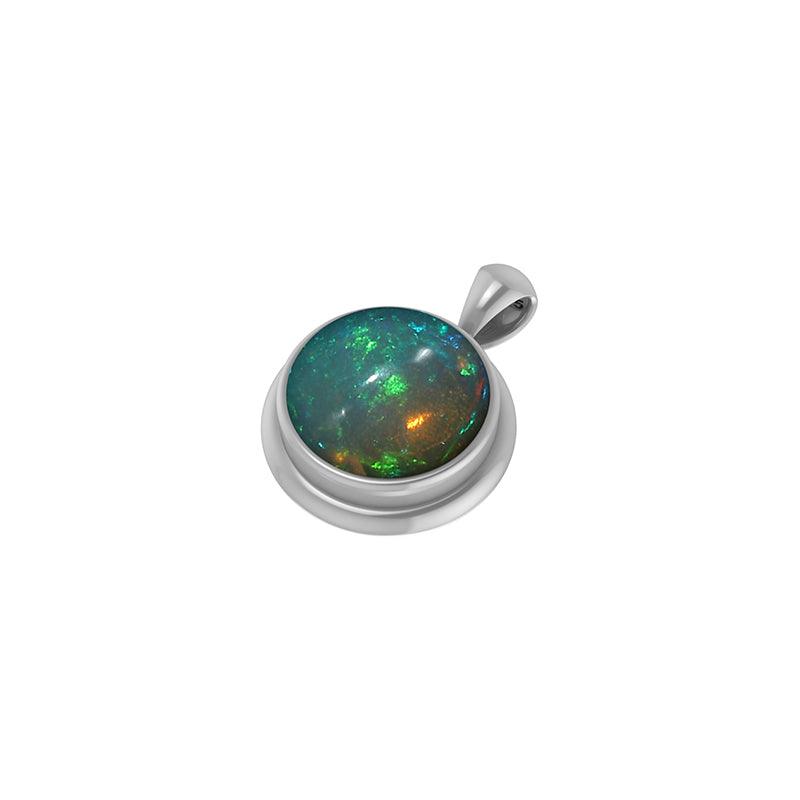925 Sterling Silver Cab Ethiopian Opal Necklace Pendant With Chain 18" Bezel Set Jewelry Pack of 3