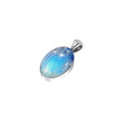 925 Sterling Silver Cab Rainbow Moonstone Necklace Pendant With Chain 18" Bezel Set Jewelry Pack of 3