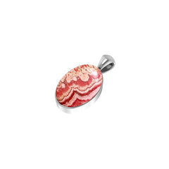 Natural Rhodochrosite Pendant Necklace With Silver Chain 18" In Bezel Set Jewelry Pack of 6