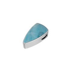925 Sterling Silver Cab Larimar Slider Necklace With Chain 18" Bezel Set Jewelry Pack of 6