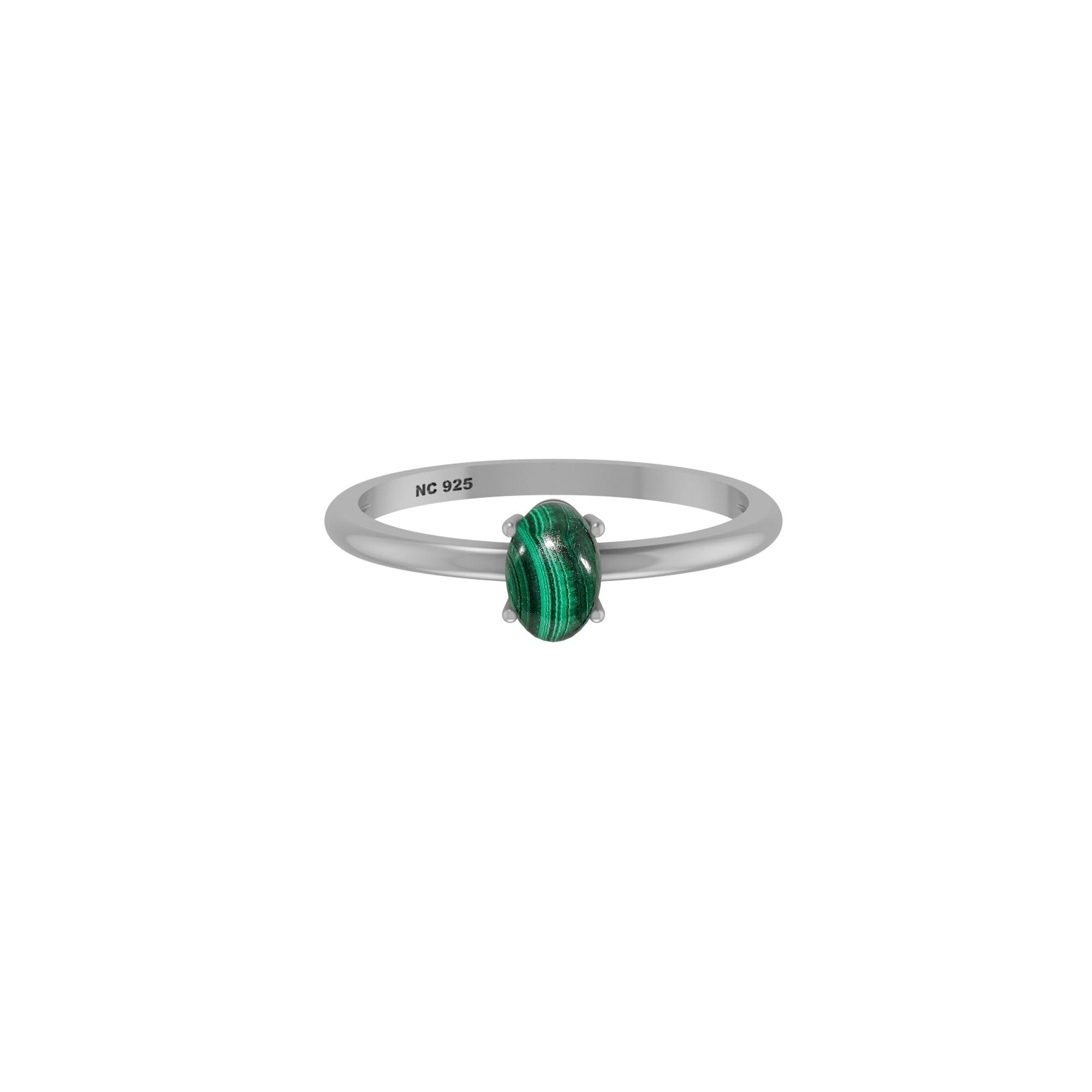 925 Sterling Silver Natural Malachite Stackable Ring Prong Set Jewelry Pack of 12