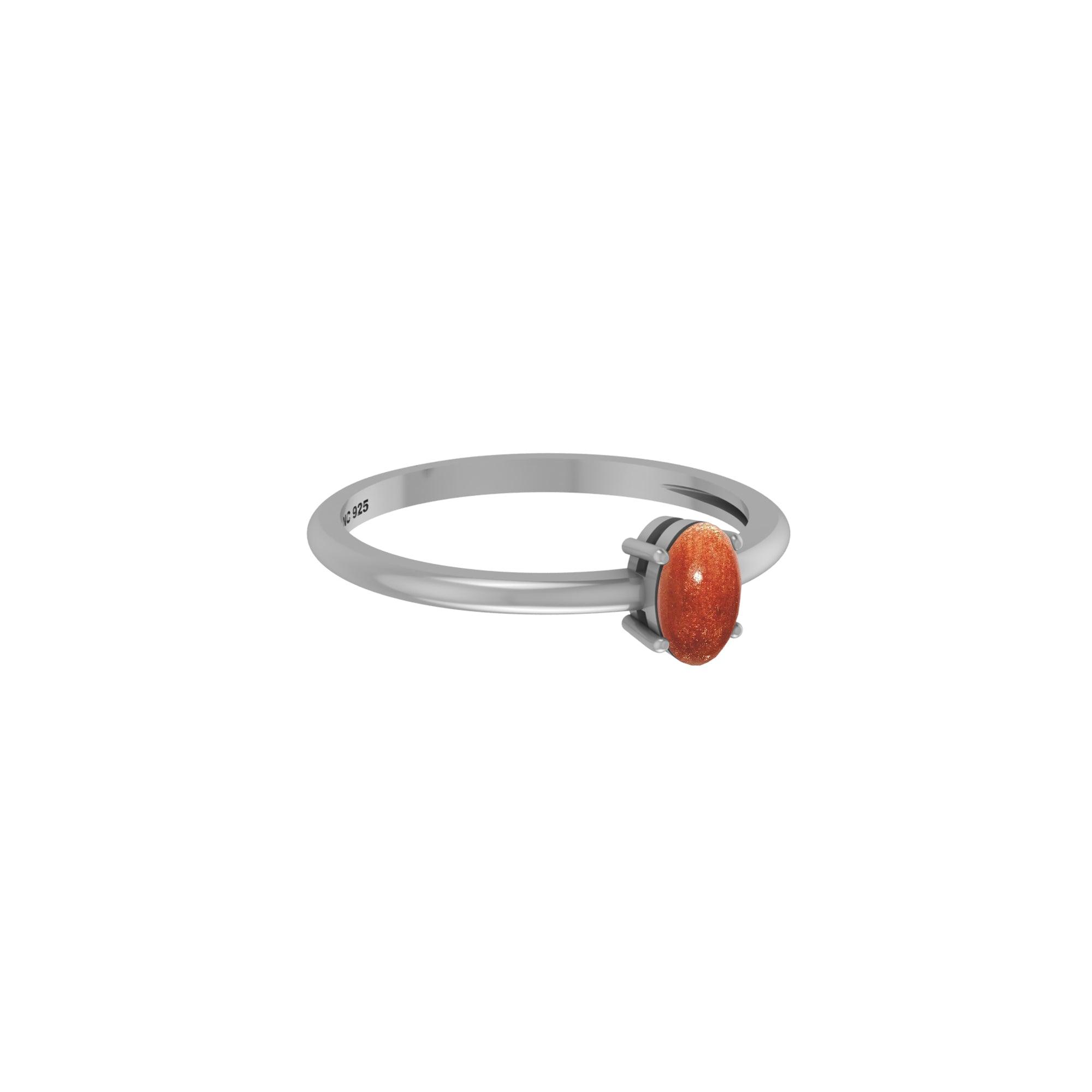 Natural Sunstone Stackable Rings for Women in Sterling Silver (Pack of 12, Prong-Set)