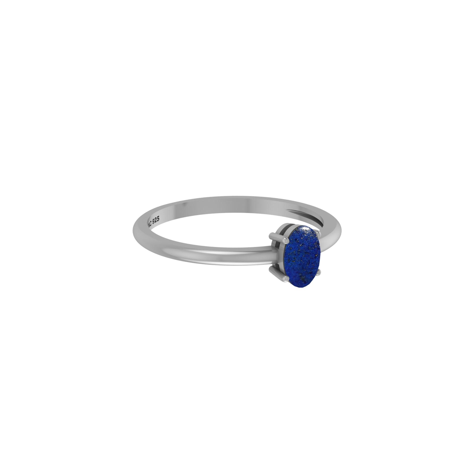 925 Sterling Silver Natural Lapis Lazuli Stackable Ring Prong Set Jewelry Pack of 12