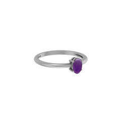 Natural Amethyst Stackable Rings for Women in Sterling Silver (Pack of 12, Prong-Set)