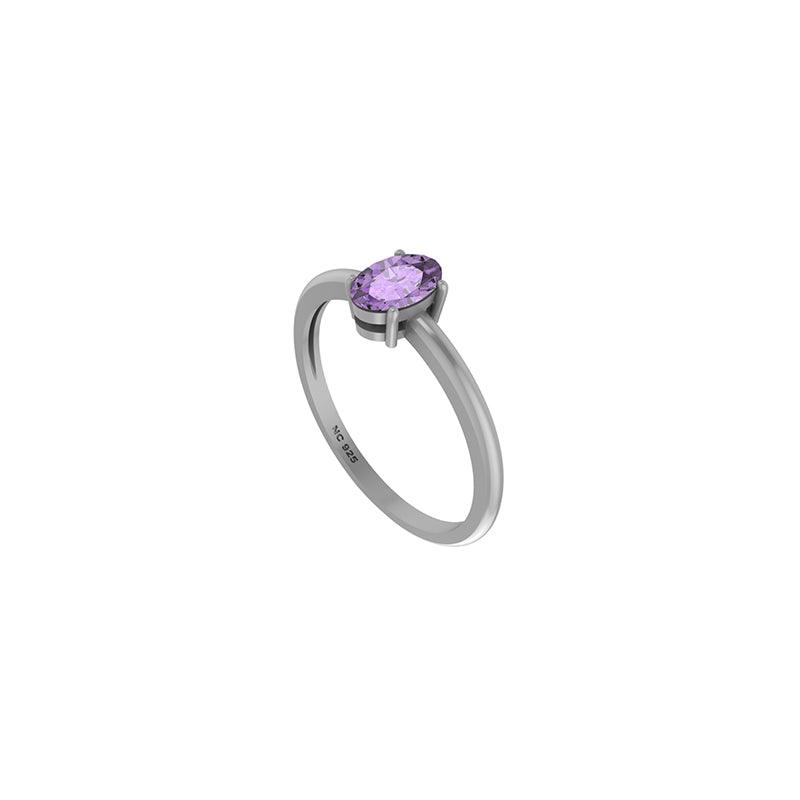 925 Sterling Silver Natural Purple Amethyst Cut Ring Prong Set Jewelry Pack of 12