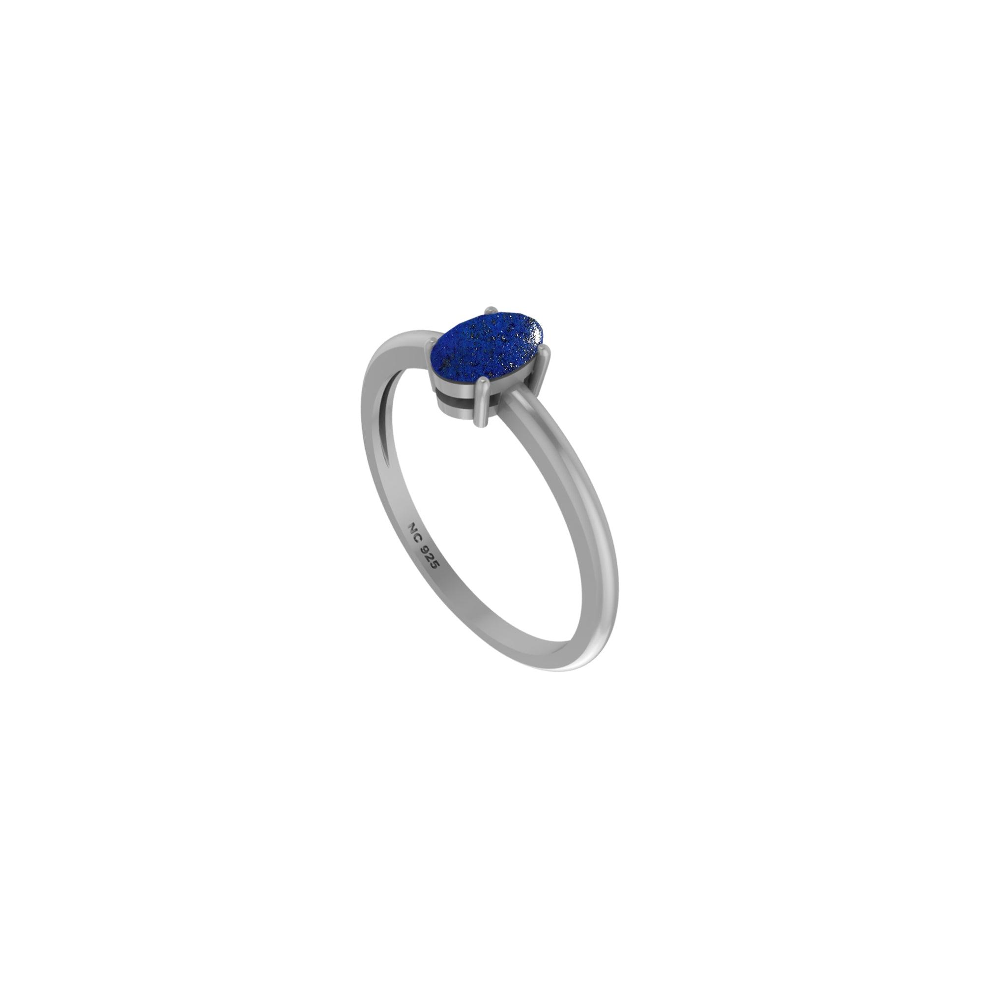925 Sterling Silver Natural Lapis Lazuli Stackable Ring Prong Set Jewelry Pack of 12
