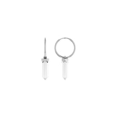 925 sterling Silver Natural Crystal Point Hoop Earring Bezel Set Handmade Jewelry Pack Of 4