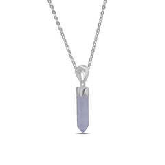 925 Sterling Silver Cut Blue Lace Agate Pencil Pendant With Chain 18" Bezel Set Jewelry Pack of 6