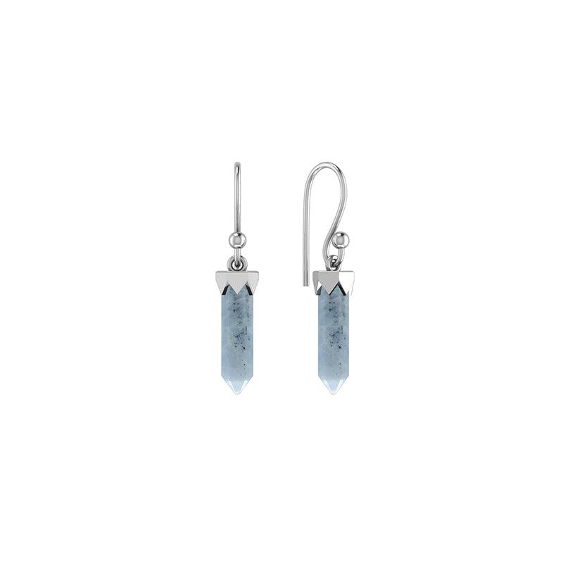 Natural Blue Calcite Pencil Cut Hoop Earring 925 Sterling Silver Handmade Jewelry Pack of 4