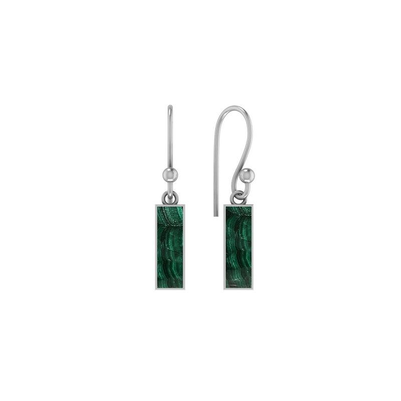 925 Sterling Silver Natural Malachite Cab Earring Bezel Set Jewelry Pack of 1