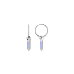 Natural Rainbow Moonstone Pencil Cut Hoop Earring 925 Sterling Silver Handmade Jewelry Pack of 4