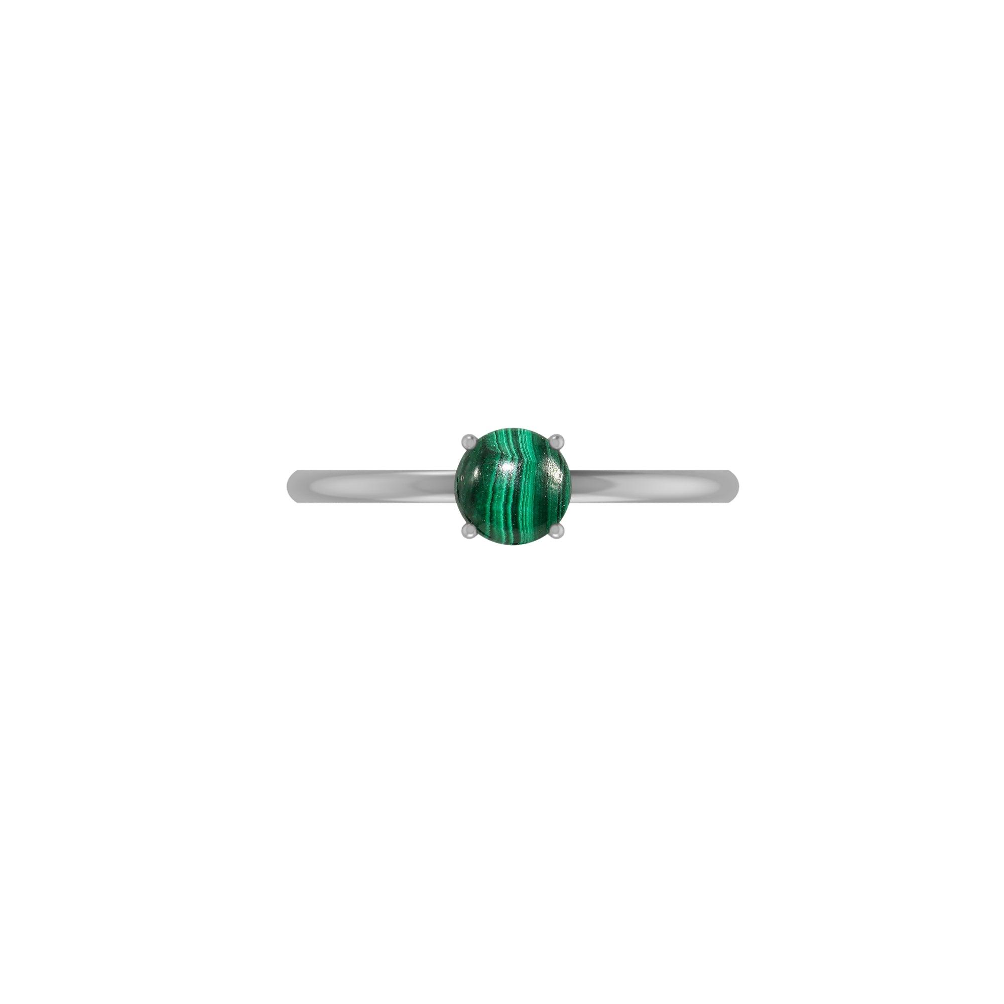 925 Sterling Silver Natural Malachite Stackable Ring Prong Set Jewelry Pack of 12