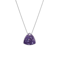 925 Sterling Silver Cab Charoite Slider Necklace With Chain 18" Bezel Set Jewelry Pack of 6