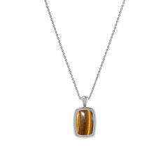 925 Sterling Silver Cab Tiger Eye Necklace Pendant With Chain 18" Bezel Set Jewelry Pack of 3