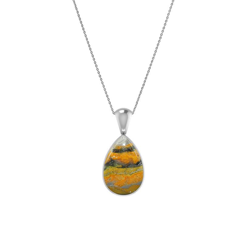 Natural Bumble Bee Pendant Necklace With Silver Chain 18" In Bezel Set Jewelry Pack of 6