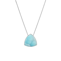 925 Sterling Silver Cab Larimar Slider Necklace With Chain 18" Bezel Set Jewelry Pack of 6