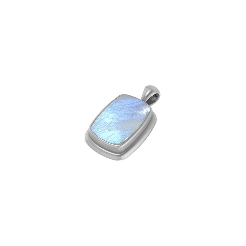 925 Sterling Silver Cab Rainbow Moonstone Necklace Pendant With Chain 18" Bezel Set Jewelry Pack of 3