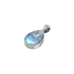 925 Sterling Silver Cab Rainbow Moonstone Necklace Pendant With Chain 18" Bezel Set Jewelry Pack of 3
