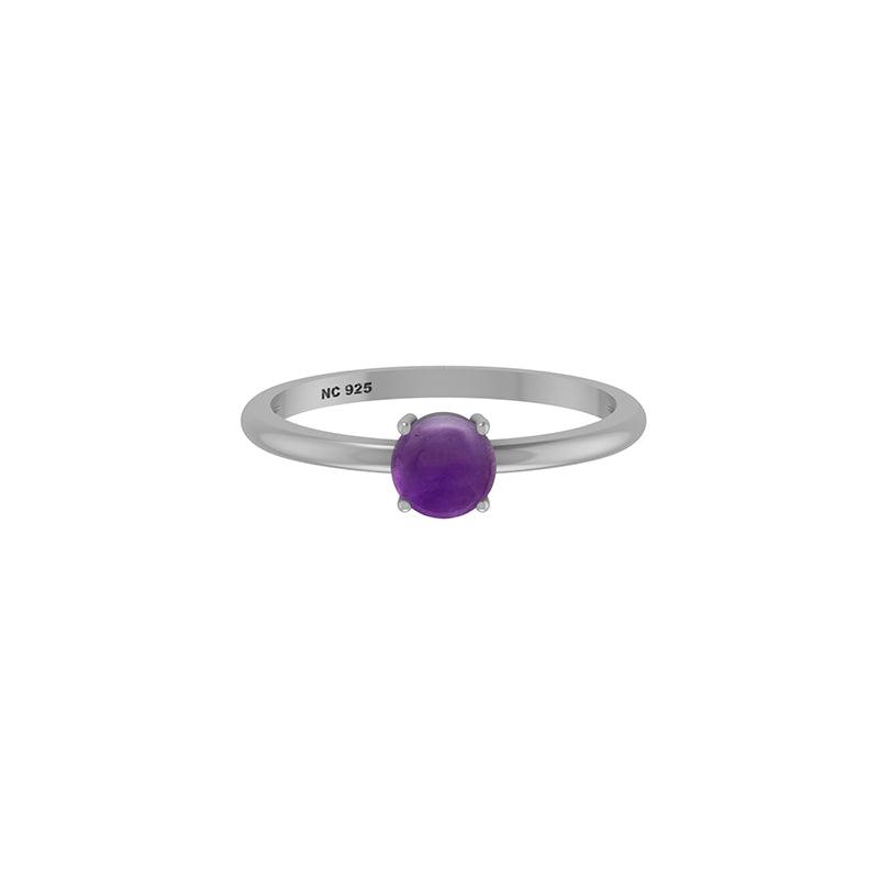 Natural Amethyst Stackable Rings for Women in Sterling Silver (Pack of 12, Prong-Set)