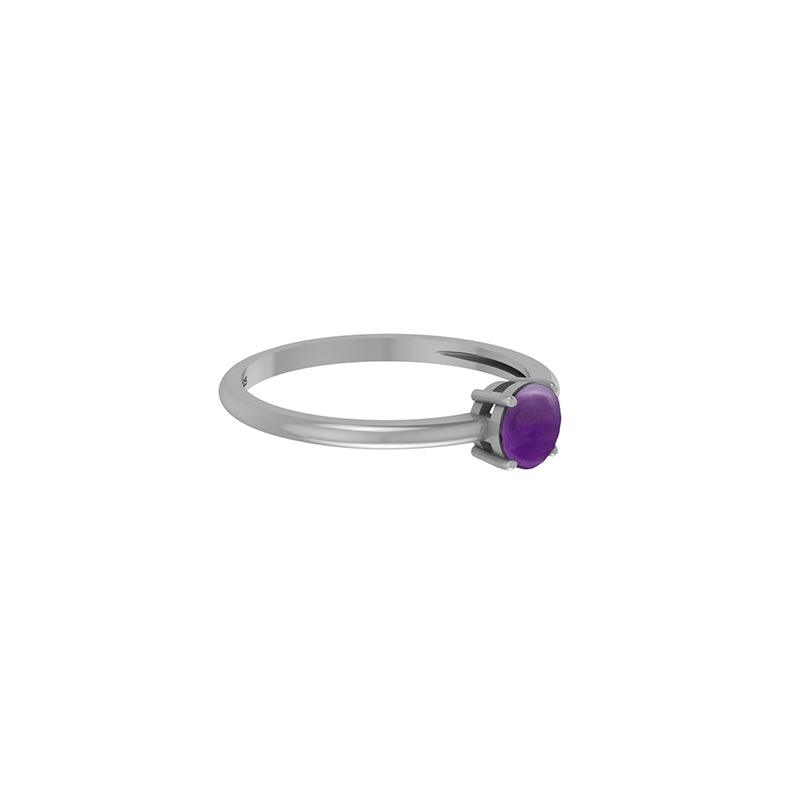 Natural Amethyst Stackable Rings for Women in Sterling Silver (Pack of 12, Prong-Set)