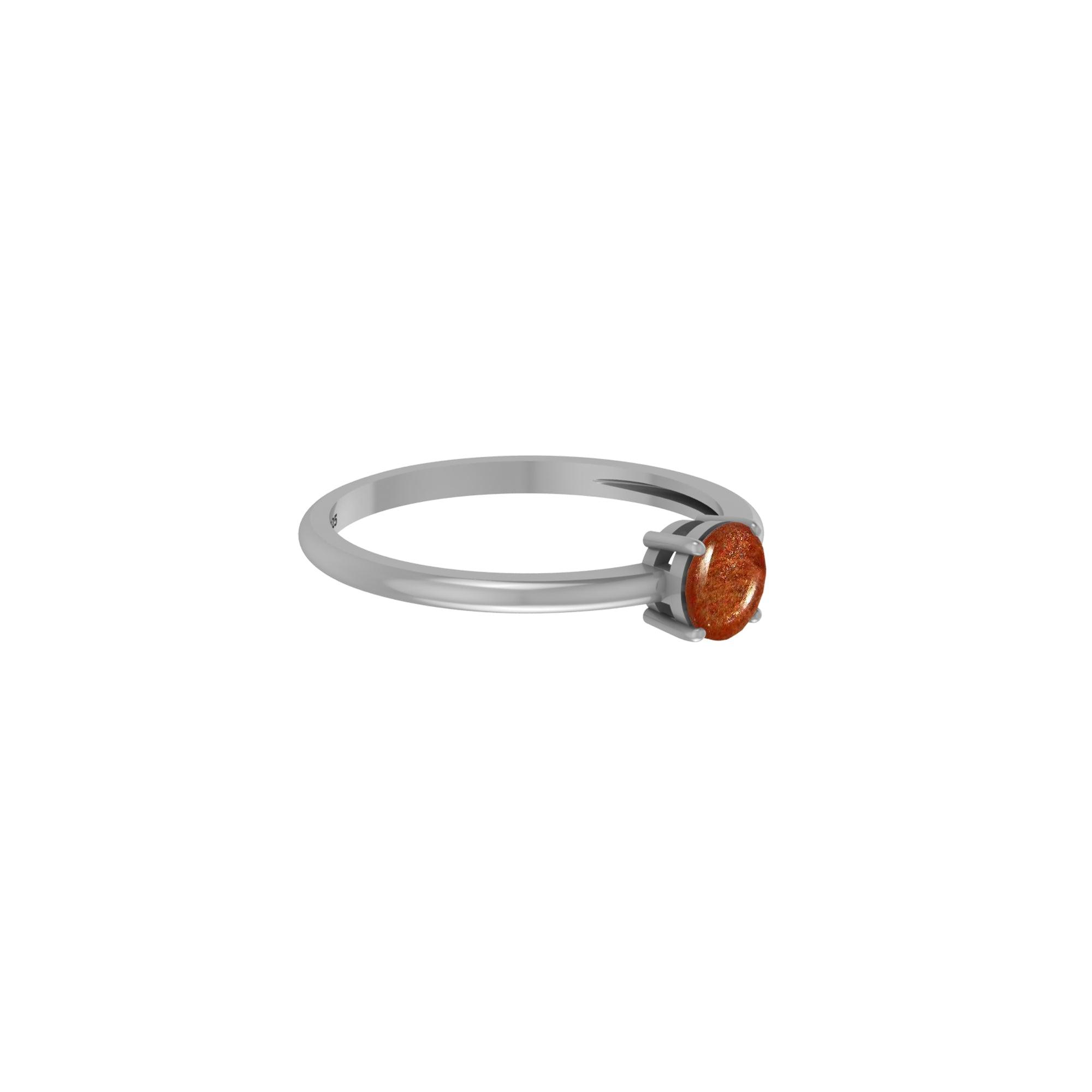 Natural Sunstone Stackable Rings for Women in Sterling Silver (Pack of 12, Prong-Set)