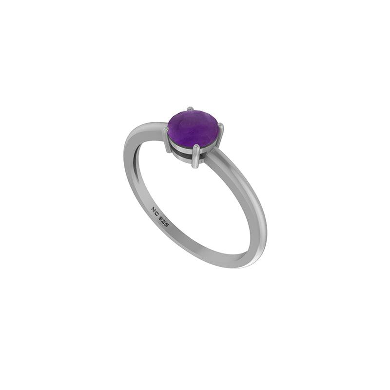 Natural Amethyst Stackable Rings for Women in Sterling Silver (Pack of 12, Prong-Set)