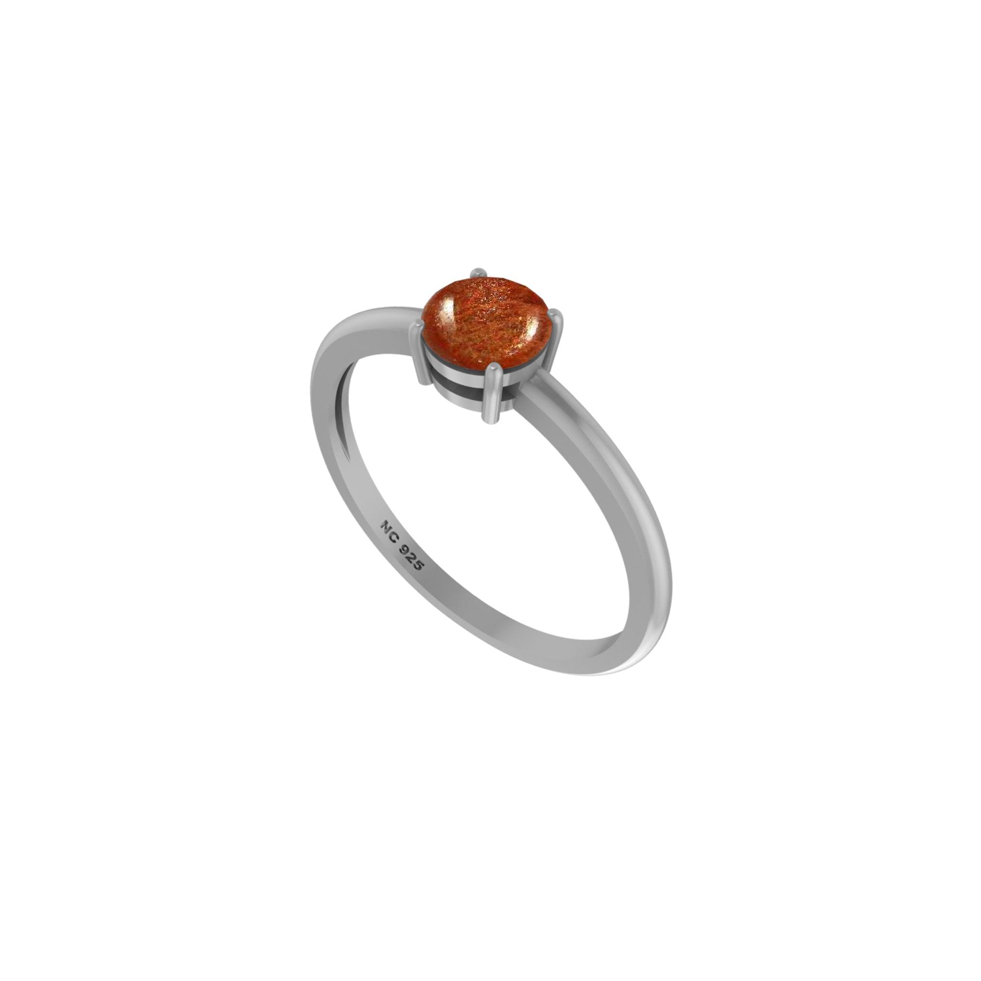 Natural Sunstone Stackable Rings for Women in Sterling Silver (Pack of 12, Prong-Set)