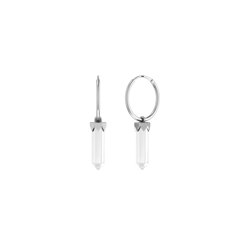 925 sterling Silver Natural Crystal Point Hoop Earring Bezel Set Handmade Jewelry Pack Of 4