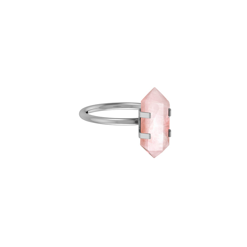 Natural Rose Quartz Stackable Rings for Women in Sterling Silver (Pack of 12, Prong-Set, Faceted)