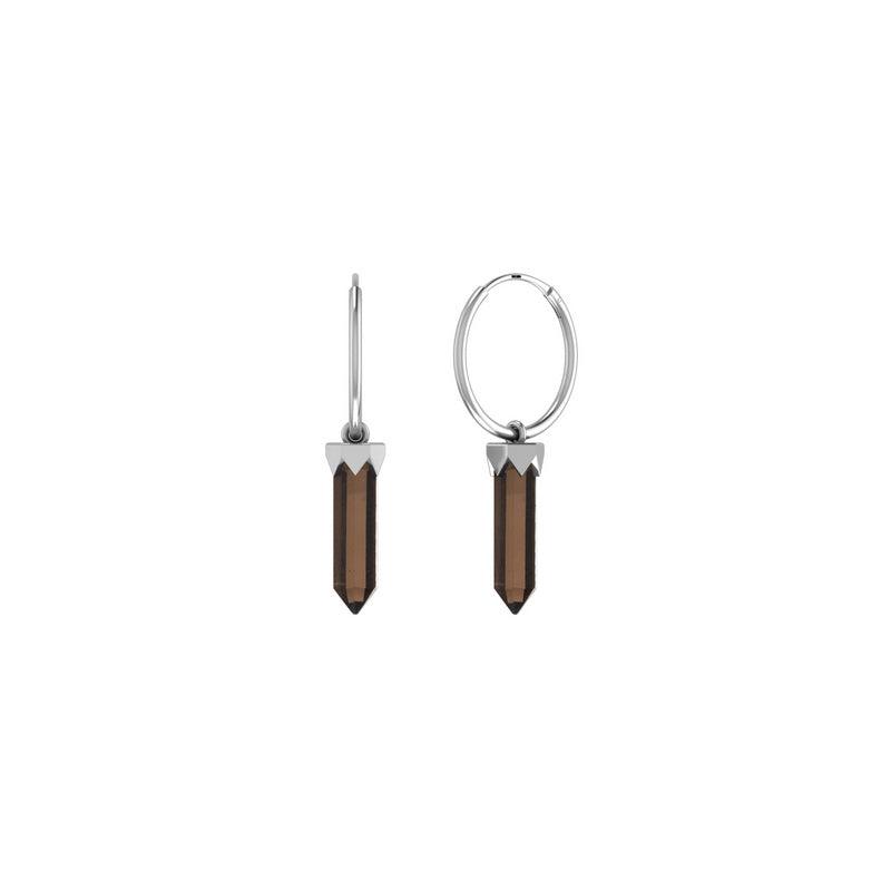 Natural Smokey Pencil Cut Hoop Earring 925 Sterling Silver Handmade Jewelry Pack of 4
