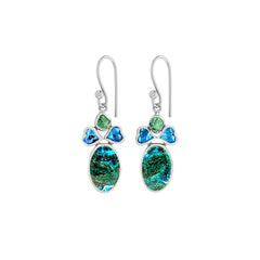 Designer Neon Apatite Earrings Studded With Chrysocolla & Emerald