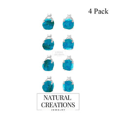 Natural Peruvian Opal Stud Earrings for Women in Sterling Silver (Pack of 4, Prong Set)