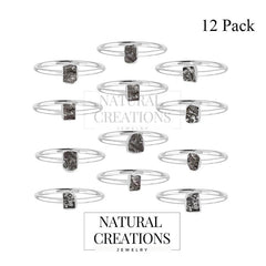 Meteorite stackable bezel-set ring