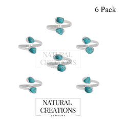925 Sterling Silver Natural Birthstone Raw Twister Ring Bezel Setting Jewelry Pack of 6