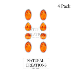 925 Sterling Silver Earring Natural Gemstone Studs Bezel Set Multi Shapes Jewelry