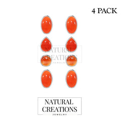 925 Sterling Silver Earring Natural Gemstone Studs Bezel Set Multi Shapes Jewelry