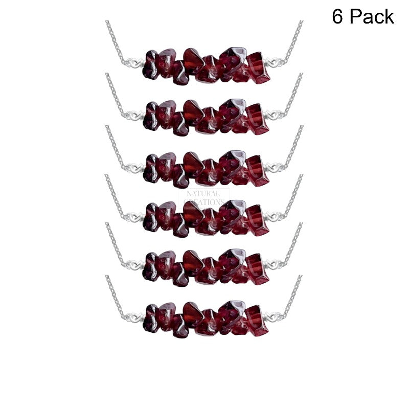 925 Sterling Silver Natural Garnet Beads Necklace Handcrafted Jewelry Pack of 6