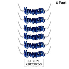 925 Sterling Silver Natural Lapis Beads Necklace Handcrafted Jewelry Pack of 6